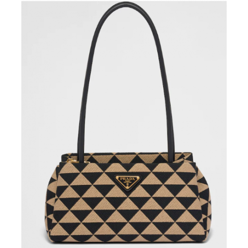 Prada Bolso pequeño de tela bordada Symbole 1BA368 Beige