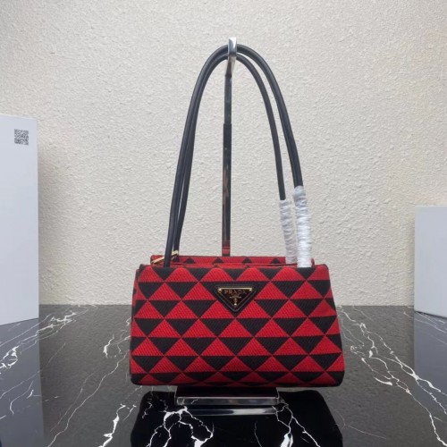 Prada Pequeño bolso Symbole de tela bordada 1BA368 rojo