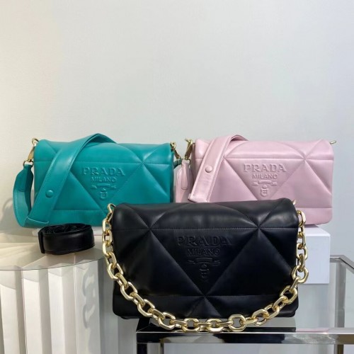 Prada System Bolso de Hombro Acolchado Original Piel de Oveja 1AD306