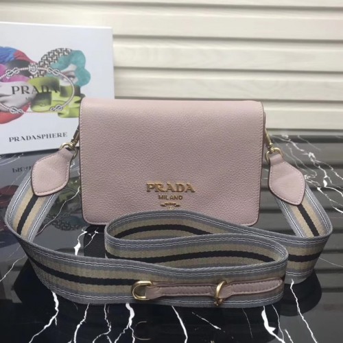 Bolso de hombro Prada en piel de becerro 1BD102 Rosa claro