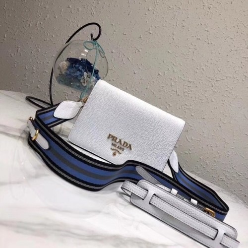 Prada bolso de hombro de piel de becerro 1BD102 blanco