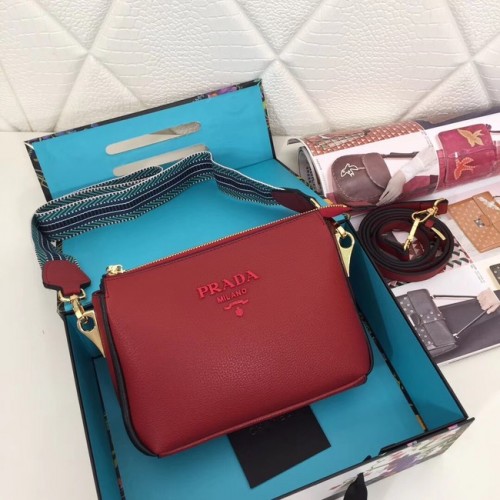 Prada bandolera de piel 66136 rojo