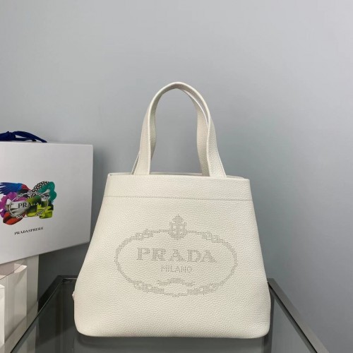 Bolso tote de piel Prada 1AG833 blanco
