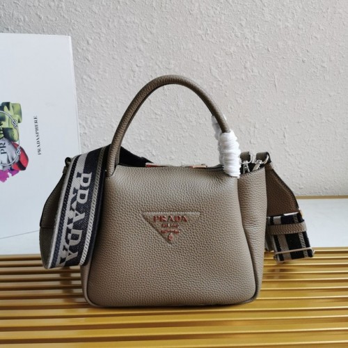 Bolso tote de piel Prada 1BC145 gris
