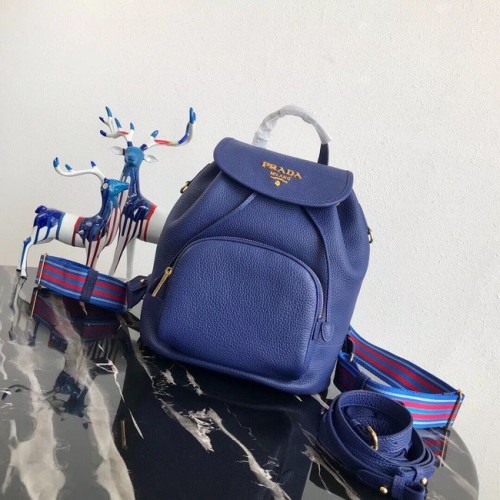 Prada mochila de cuero original 1BZ035 azul