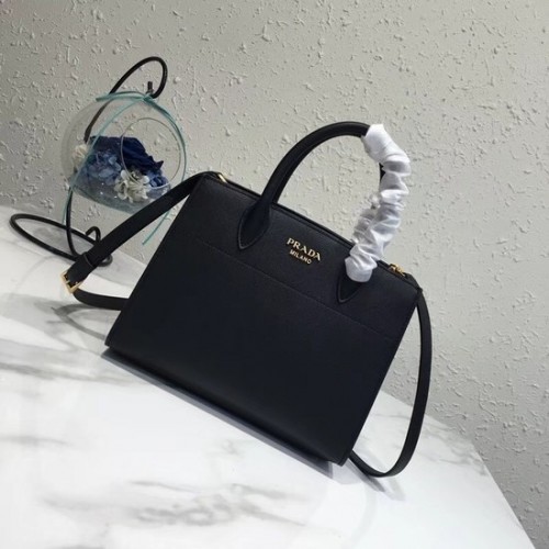 Prada saffiano lux tote bolso de cuero original bn4458 negro