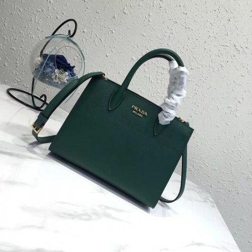 Prada saffiano lux tote bolso de cuero original bn4458 verde