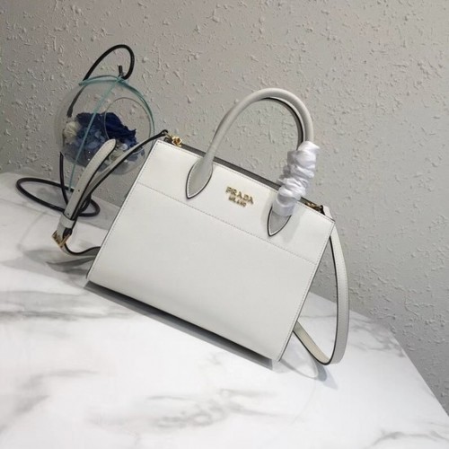 Prada saffiano lux tote bolso de cuero original bn4458 blanco