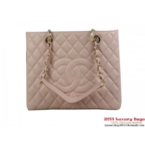 Replica Chanel A50995 Rosa Original Cannage Bolso De Hombro De Cuero Dorado