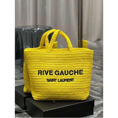 SAINT LAURENT BOLSO TOTE RIVE GAUCHE DE RAFIA CROCHET 688864 amarillo