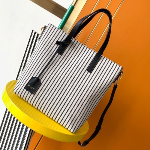 SAINT LAUREN BOLSO SHOPPER RIVE GAUCHE N/S DE LINO Y ALGODÓN 524124 LINO BLANCO