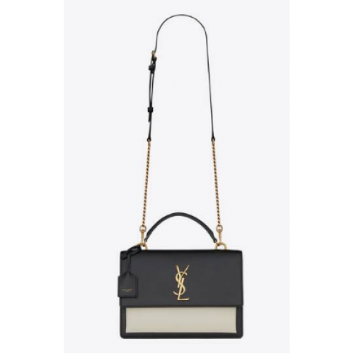 SAINT LAUREN SUNSET MEDIANO ASA SUPERIOR DE PIEL LISA 634723 NEGRO