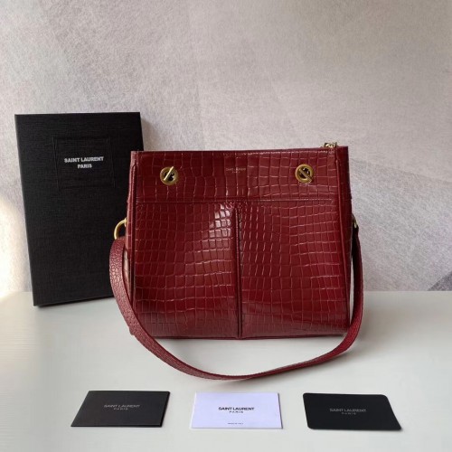 SAINT LAURENT CASSANDRA DE PIEL BRILLANTE GRABADA COCODRILO Y862028 rojo