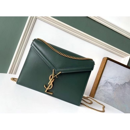 SAINT LAURENT Bolso bandolera Cassandra de piel 532750 Verde oscuro