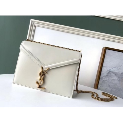 SAINT LAURENT Bolso bandolera Cassandra de piel 532750 blanco