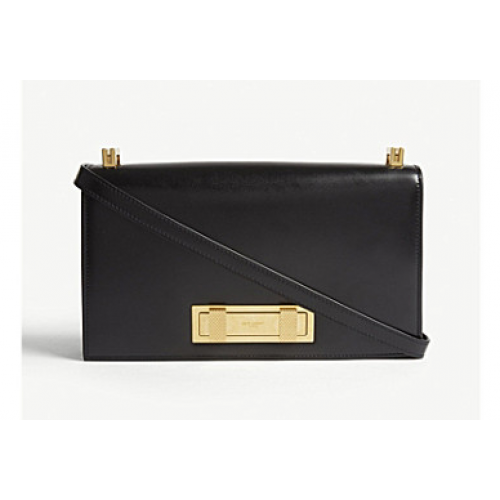 SAINT LAURENT Bolso bandolera Domino de piel 10600 negro