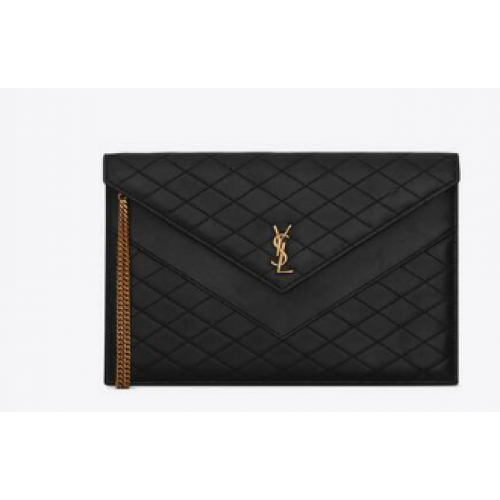 SAINT LAURENT GABY BOLSILLO DE CADENA CON DOBLE SOLAPA DE PIEL DE CORDERO 6855961 negro