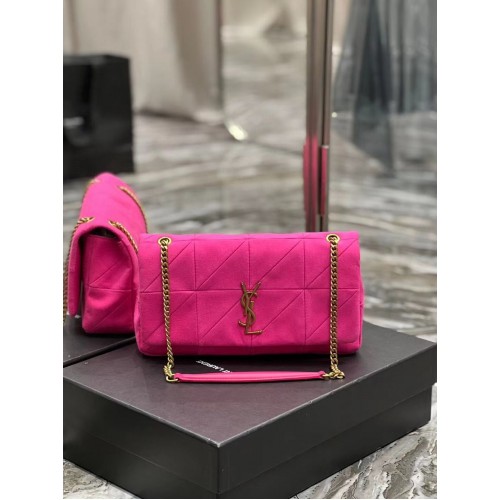 SAINT LAURENT JAMIE BOLSO MEDIANO CON CADENA CARRE RIVE GAUCHE DE PIEL DE CORDERO Y ANTE 515821 ROSA