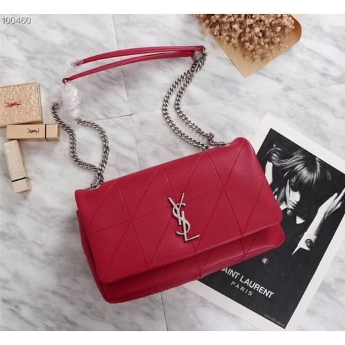 SAINT LAURENT Bolso de hombro Jamie de piel con monograma A2833 rojo