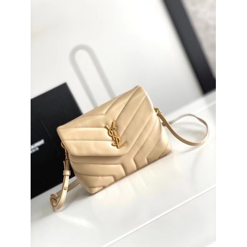 SAINT LAURENT LOULOU PEQUEÑO EN MATELASSE Y CUERO 467072 MARFIL NATURAL Y HERRAMIENTAS DE METAL BRONCE