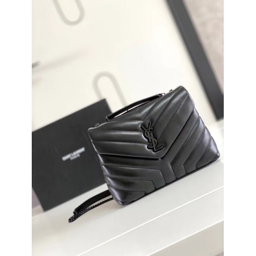 SAINT LAURENT LOULOU PEQUEÑO EN MATELASSE Y CUERO 467072 negro Y HERRAJES NIQUEL OXIDADO