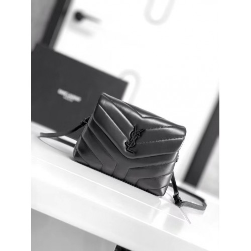 SAINT LAURENT LOULOU PEQUEÑO EN MATELASSE Y CUERO 467072 negro Y HERRAJES NIQUEL OXIDADO