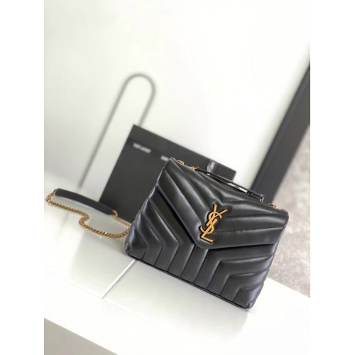 SAINT LAURENT LOULOU PEQUEÑO EN MATELASSE Y CUERO 494699 black&BRONZE METAL HARDWARE