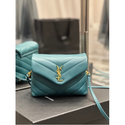 SAINT LAURENT BOLSO CON CORREA TOY LOULOU DE CUERO ACOLCHADO Y 678401 verde