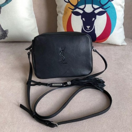 SAINT LAURENT Bolso cámara Lou de lino 97641 negro