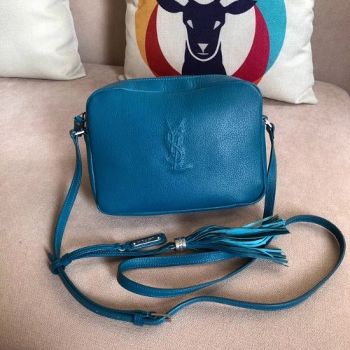 SAINT LAURENT Bolso cámara Lou de lino 97641 azul