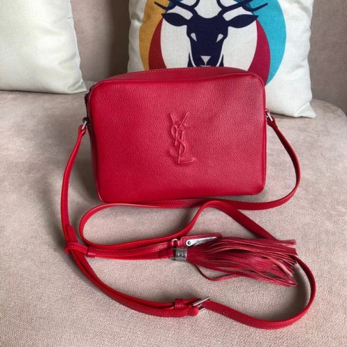 SAINT LAURENT Bolso cámara Lou de lino 97641 rojo