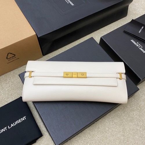 SAINT LAURENT MANHATTAN CLUTCH EN CAJA SAINT LAURENT CUERO 695949 BLANCO