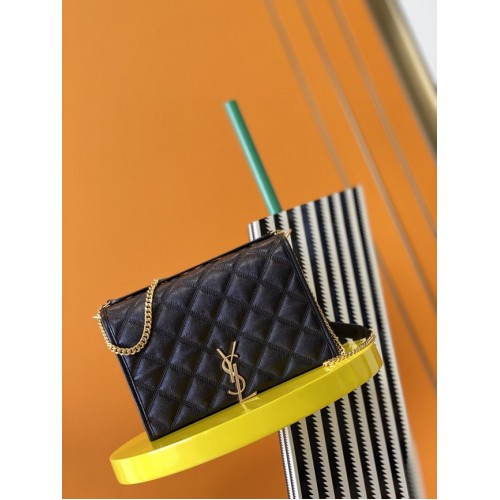 CARTERA CON CADENA MONOGRAM SAINT LAURENT DE PIEL 629246 negro