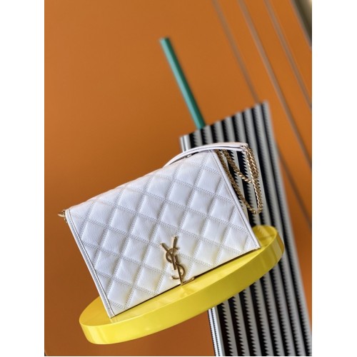 CARTERA CON CADENA MONOGRAM SAINT LAURENT DE PIEL 629246 blanco
