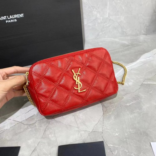 CARTERA SAINT LAURENT MONOGRAM CON CADENA DE PIEL 655941 rojo