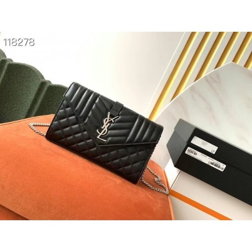 CARTERA CON CADENA SAINT LAURENT MONOGRAM DE MIX MATELASSE PIEL GRABADA GRAIN DE POUDRE 620280 BLACK&SILouis VuittonER