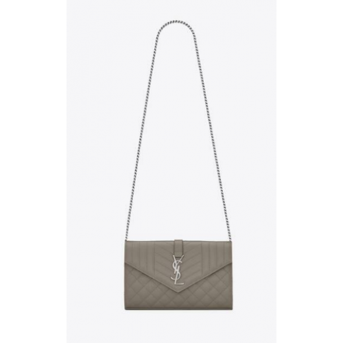 CARTERA CON CADENA SAINT LAURENT MONOGRAM DE MEZCLA MATELASSE DE PIEL GRABADA GRAIN DE POUDRE 620280 STONE GREY&SILouis VuittonER