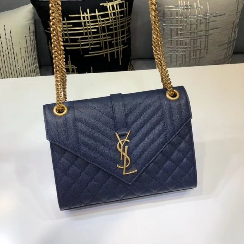 SAINT LAURENT Cartera mediana 487206 azul oscuro