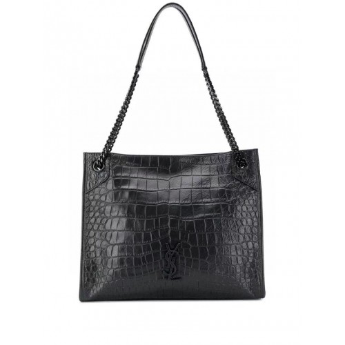 SAINT LAURENT NIKI BOLSO SHOPPING MEDIANO DE PIEL ARRUGADA Y577999 negro