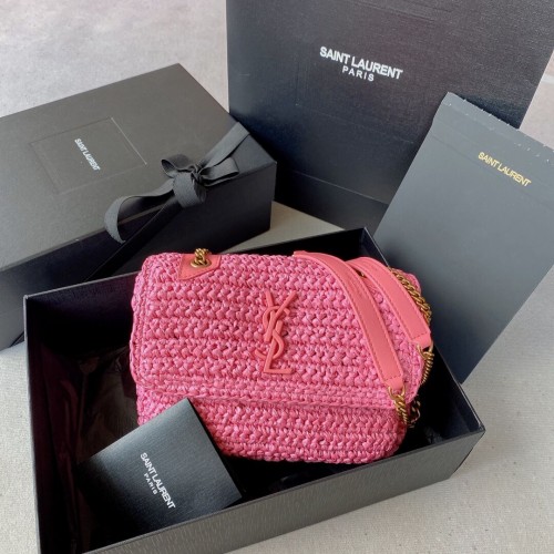 SAINT LAURENT NIKI BOLSO PEQUEÑO CON CADENA DE RAFIA 498892 ROSA