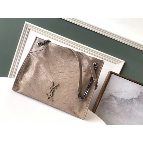 SAINT LAURENT NIKI BOLSO SHOPPING MEDIANO DE PIEL VINTAGE ARRUGADA 5814 Castaño