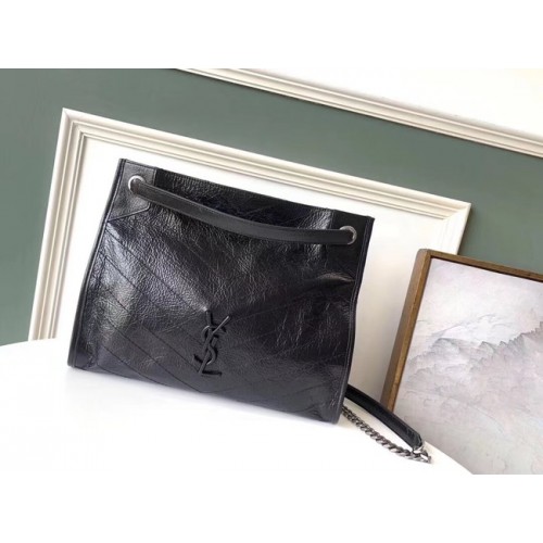 SAINT LAURENT NIKI BOLSO SHOPPING MEDIANO DE PIEL VINTAGE ARRUGADA 5814 negro