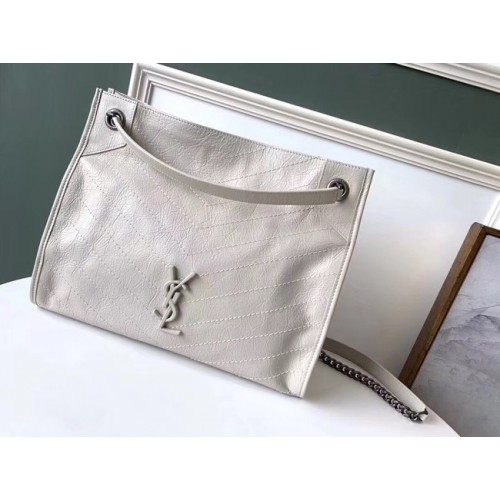 SAINT LAURENT NIKI BOLSO SHOPPING MEDIANO DE PIEL VINTAGE ARRUGADA 5814 blanco