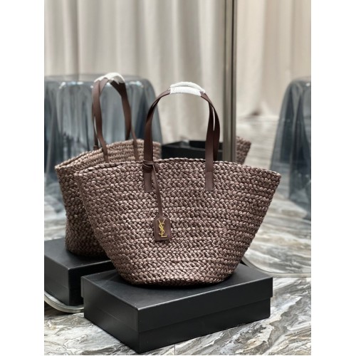 BOLSO MEDIANO SAINT LAURENT PANIER DE RAFIA 693242 Café
