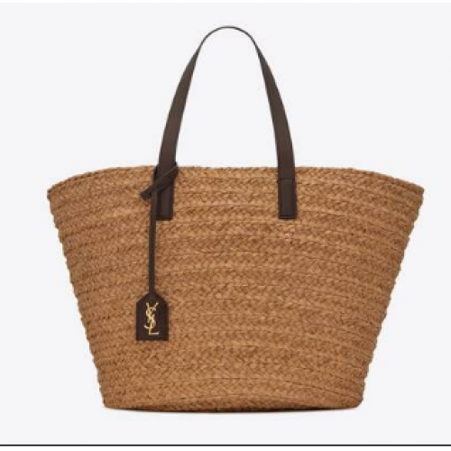 BOLSO MEDIANO SAINT LAURENT PANIER DE RAFIA 693242 MARFIL