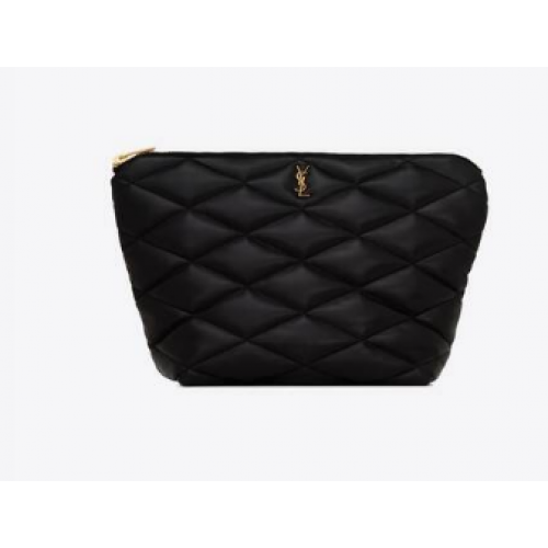 POUCH SAINT LAURENT SADE DE PIEL DE CORDERO ACOLCHADA 6967791 negro