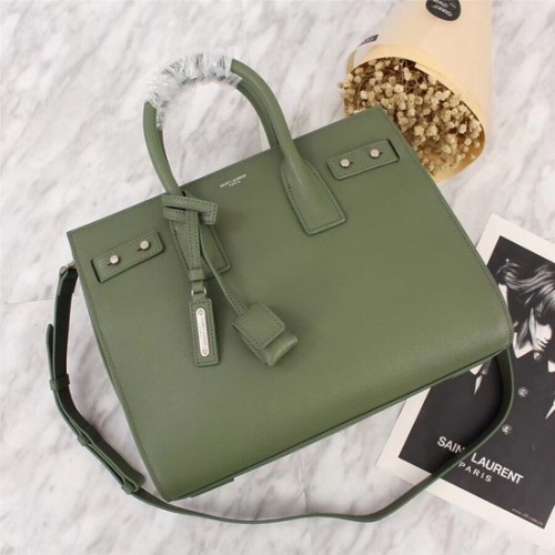 SAINT LAURENT Sac de Jour Slouch cuero granulado pequeño 5711 verde