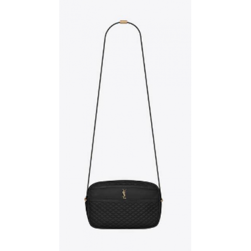 BOLSO PARA CÁMARA SAINT LAURENT VICTOIRE DE PIEL DE CORDERO ACOLCHADA 6489901 negro