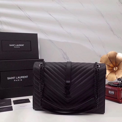 Bolso de hombro SAINT LAURENT en piel 392745 negro y herrajes en tono negro