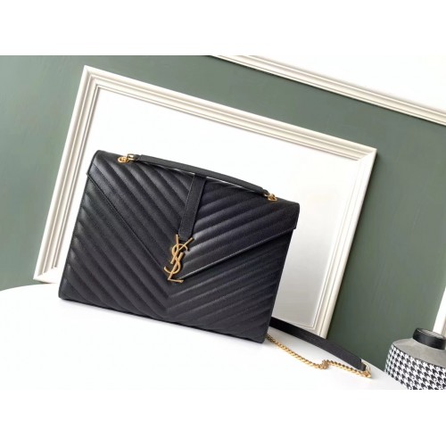 Bolso de hombro SAINT LAURENT en piel 392745 herrajes negros y dorados